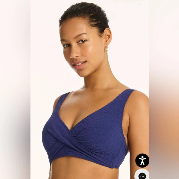 Nwt Sea level swim storm blue bikini top US size 12 - Picture 1 of 6